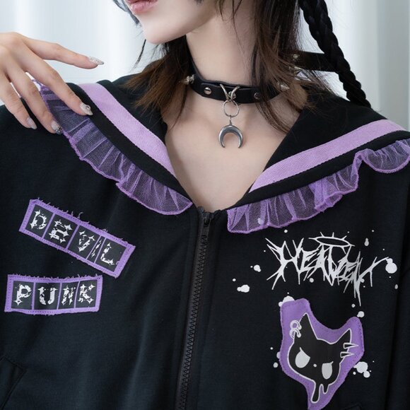 NEW ACDC RAG - Baby Punk Devil Punk Sailor Zip Up Jacket - Picture 4 of 9